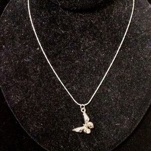 Silver tone Butterfly Necklace NWOT